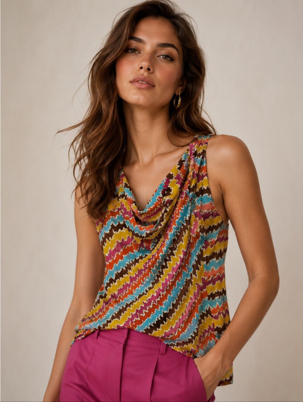 ❤️ NWT! TRINA TURK SILK DRAPEY TANK TOP, SMALL